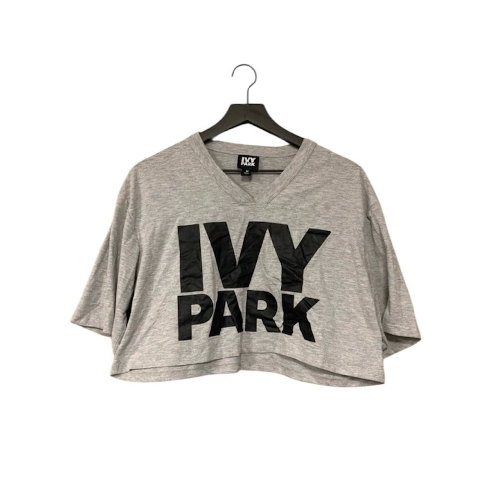 IVY PARK Grey Logo Short-Sleeve Crop Top